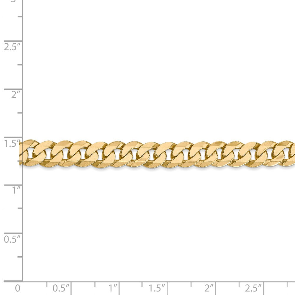 Alternate view of the Men&#39;s 7.25mm 14K Yellow Gold Solid Flat Beveled Curb Chain Bracelet by The Black Bow Jewelry Co.