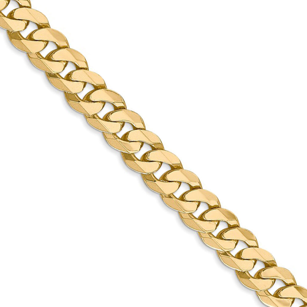 Men&#39;s 7.25mm 14k Yellow Gold Solid Beveled Curb Chain Necklace