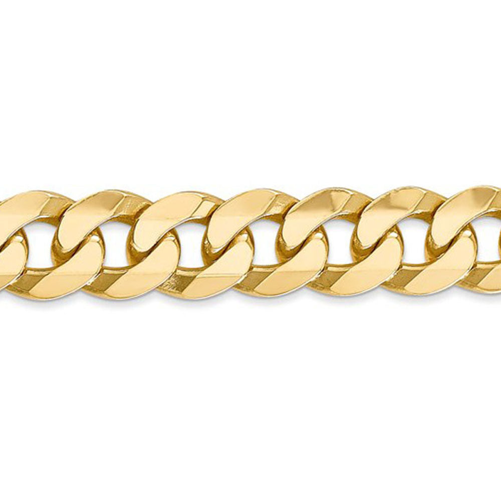 Alternate view of the Men&#39;s 9.5mm 14k Yellow Gold Solid Beveled Curb Chain Necklace by The Black Bow Jewelry Co.