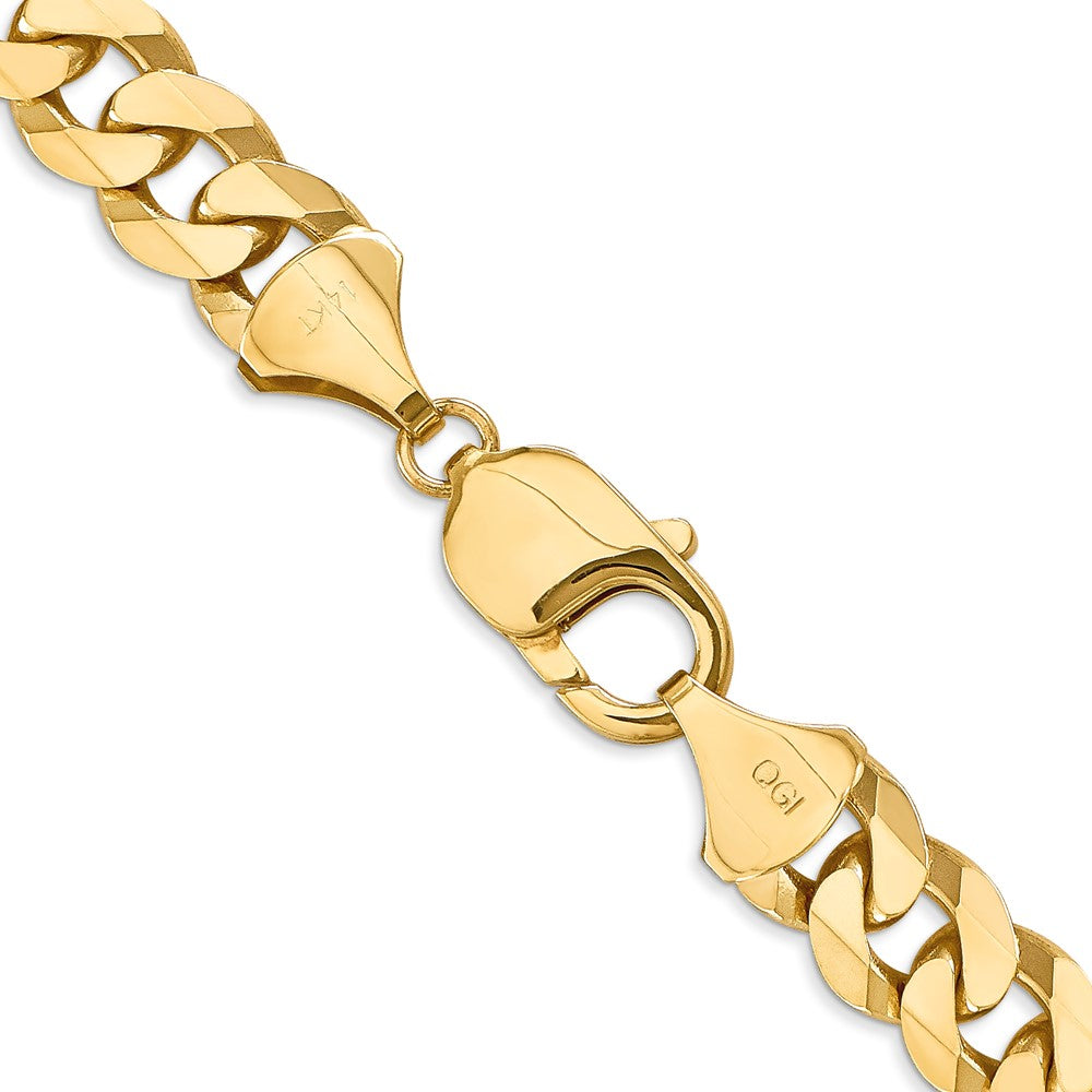 Alternate view of the Men&#39;s 9.5mm 14k Yellow Gold Solid Beveled Curb Chain Necklace by The Black Bow Jewelry Co.