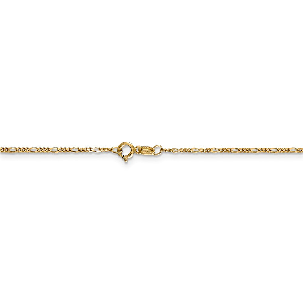 Alternate view of the 1.25mm, 14k Yellow Gold, Flat Figaro Chain Bracelet, 7 Inch by The Black Bow Jewelry Co.