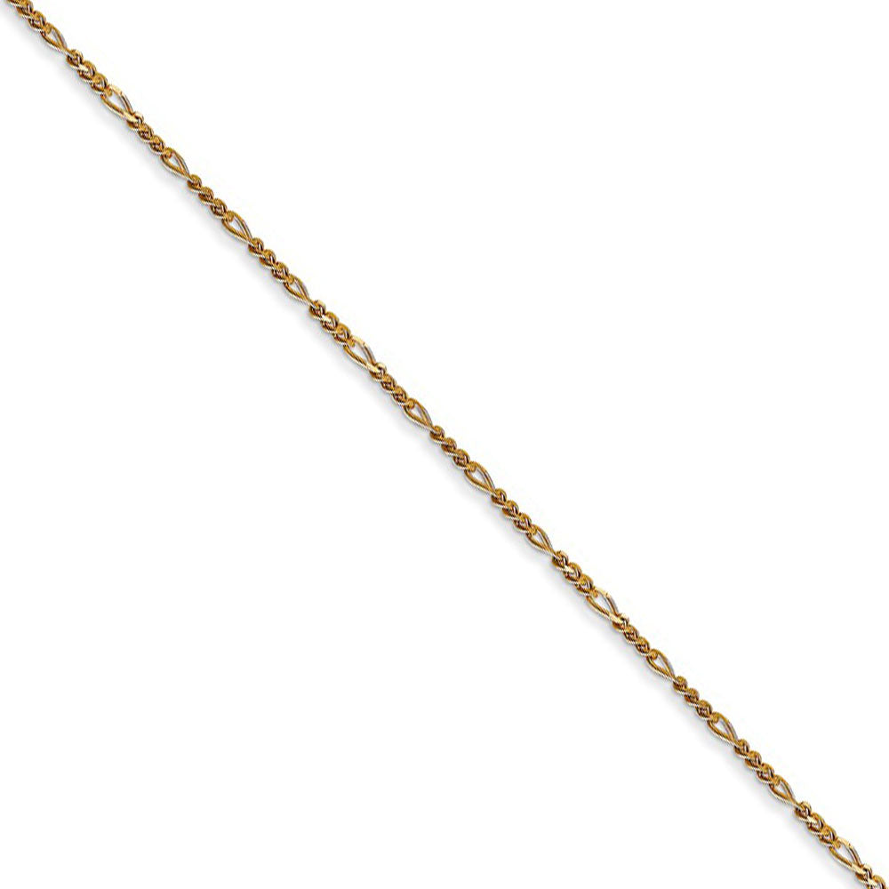 1.25mm, 14k Yellow Gold, Flat Figaro Chain Necklace