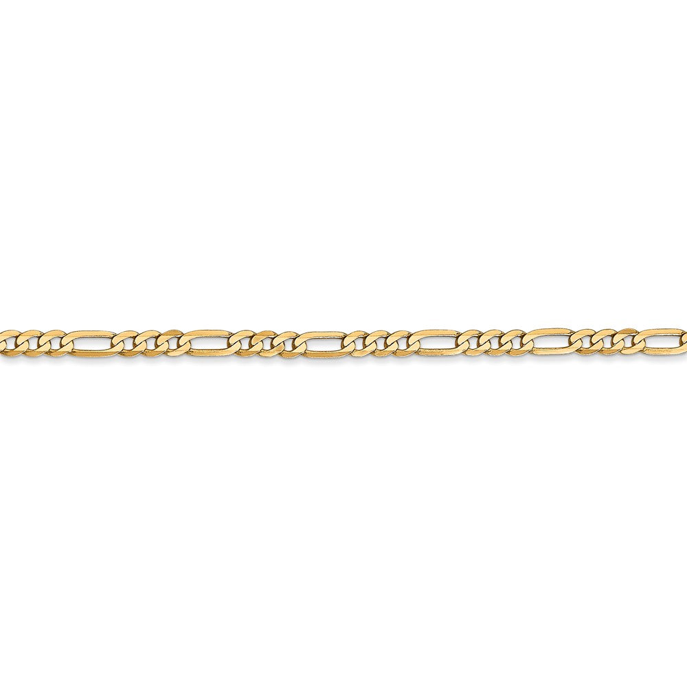 Alternate view of the 2.75mm, 14k Yellow Gold, Flat Figaro Chain Bracelet by The Black Bow Jewelry Co.
