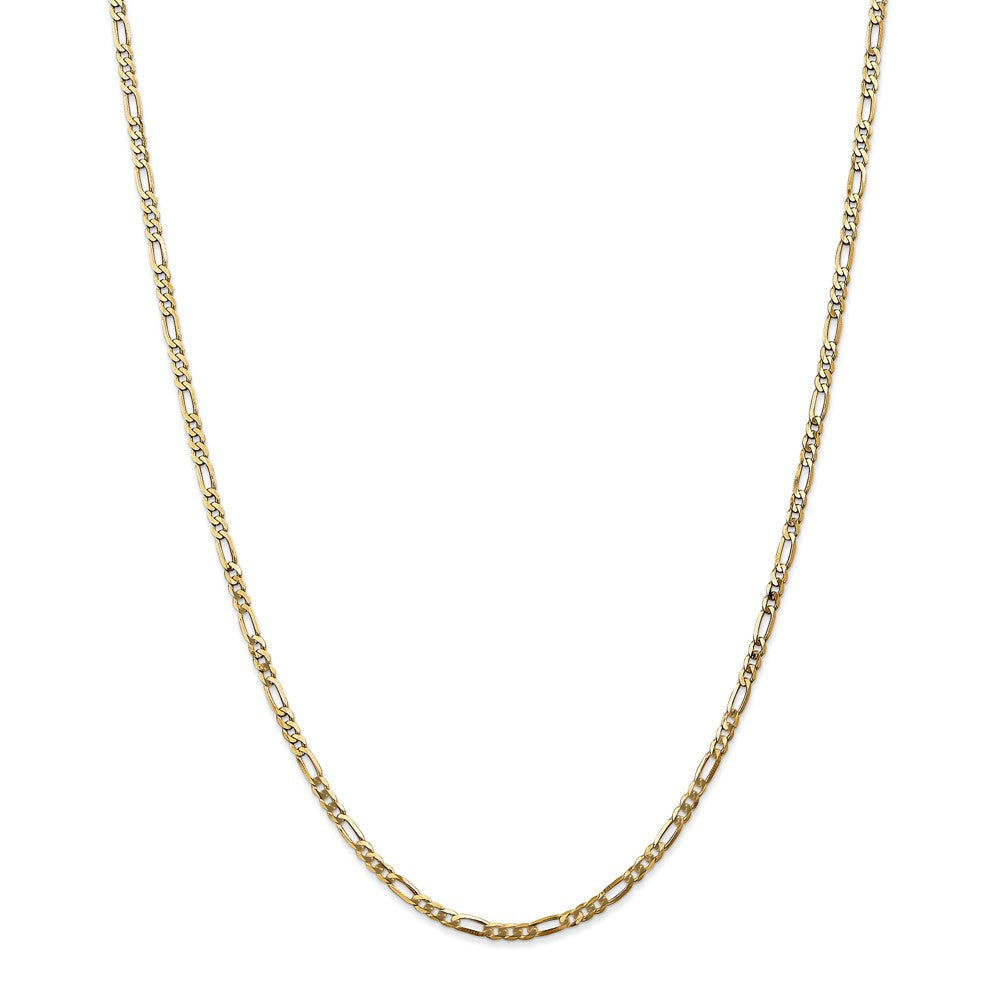 Alternate view of the 2.75mm, 14k Yellow Gold, Flat Figaro Chain Necklace by The Black Bow Jewelry Co.