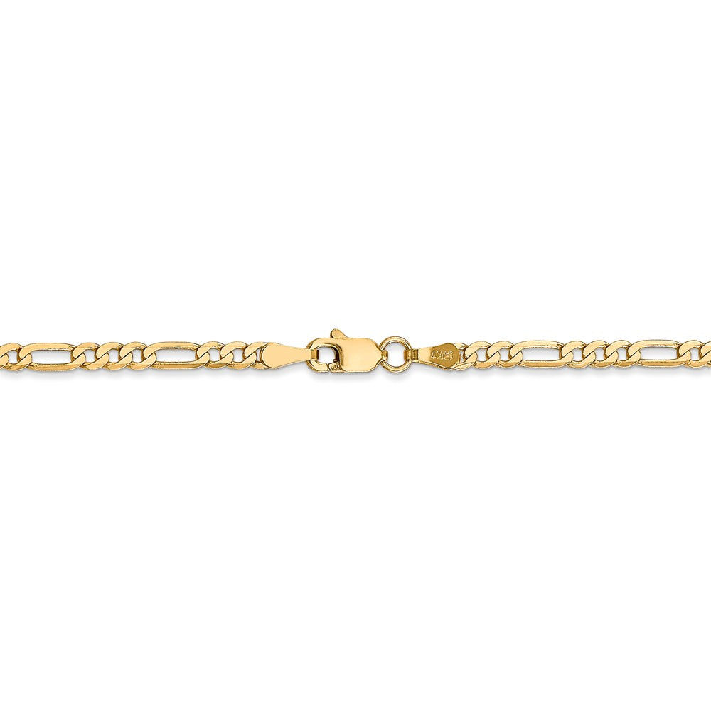 Alternate view of the 2.75mm, 14k Yellow Gold, Flat Figaro Chain Necklace by The Black Bow Jewelry Co.