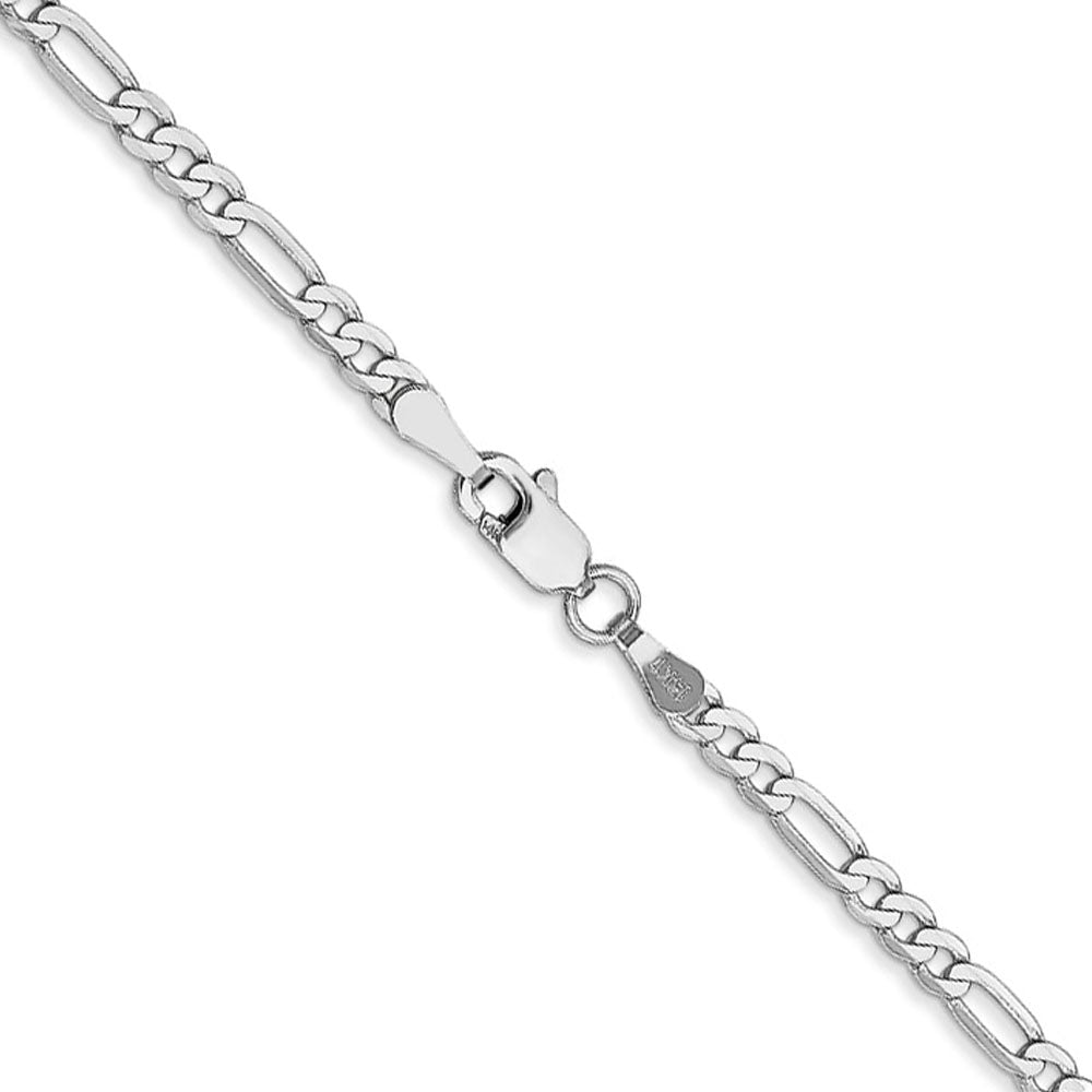 Alternate view of the 2.75mm, 14k White Gold, Flat Figaro Chain Bracelet by The Black Bow Jewelry Co.