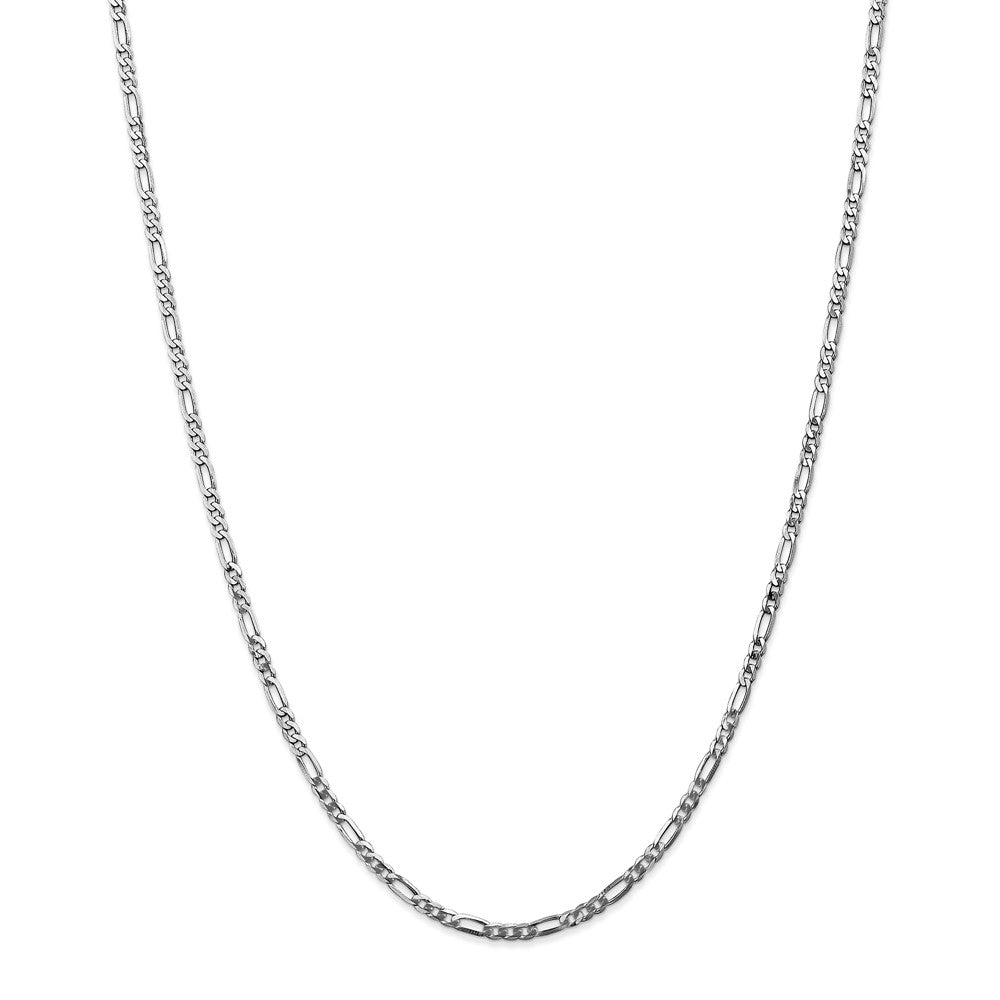Alternate view of the 2.75mm, 14k White Gold, Flat Figaro Chain Necklace by The Black Bow Jewelry Co.