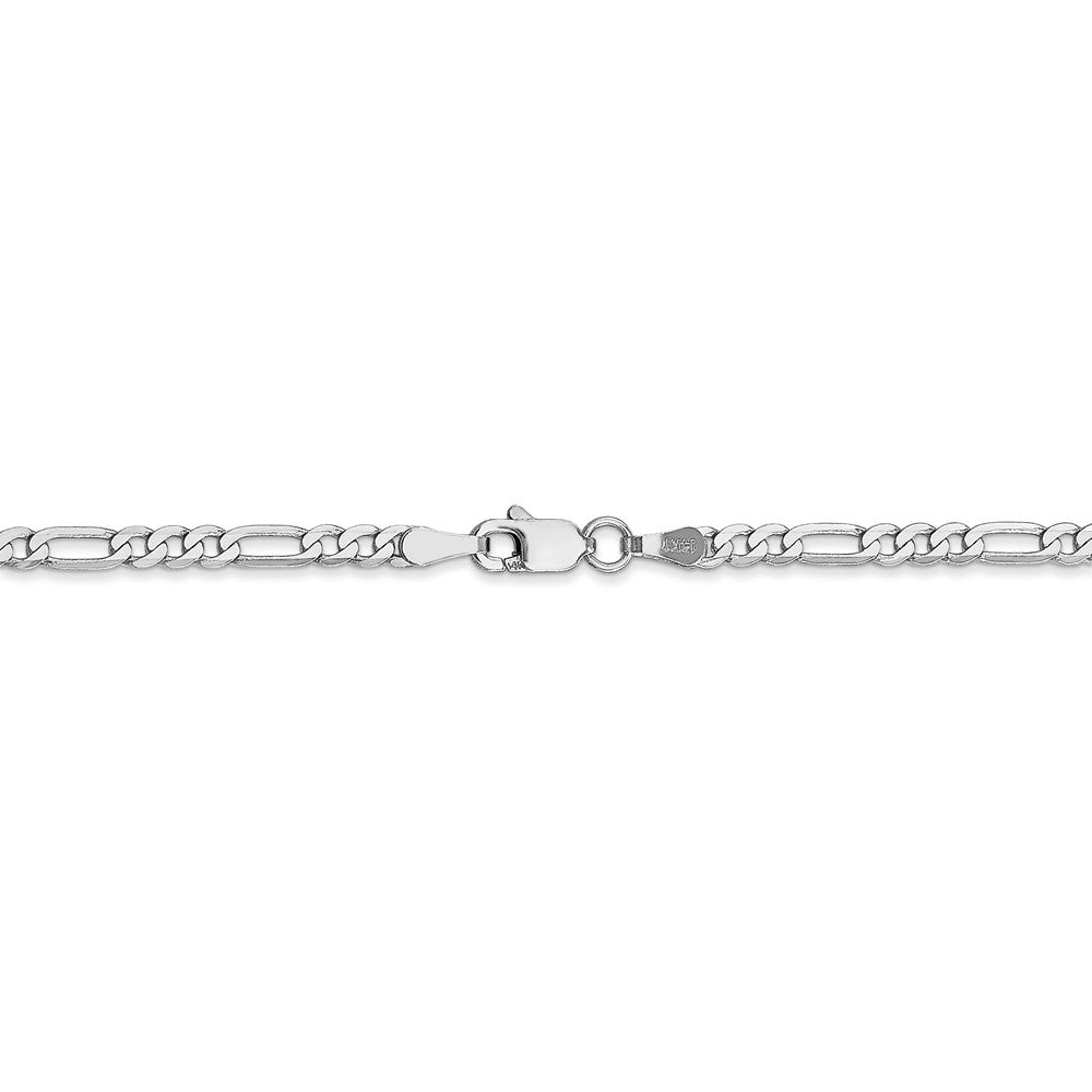 Alternate view of the 2.75mm, 14k White Gold, Flat Figaro Chain Necklace by The Black Bow Jewelry Co.
