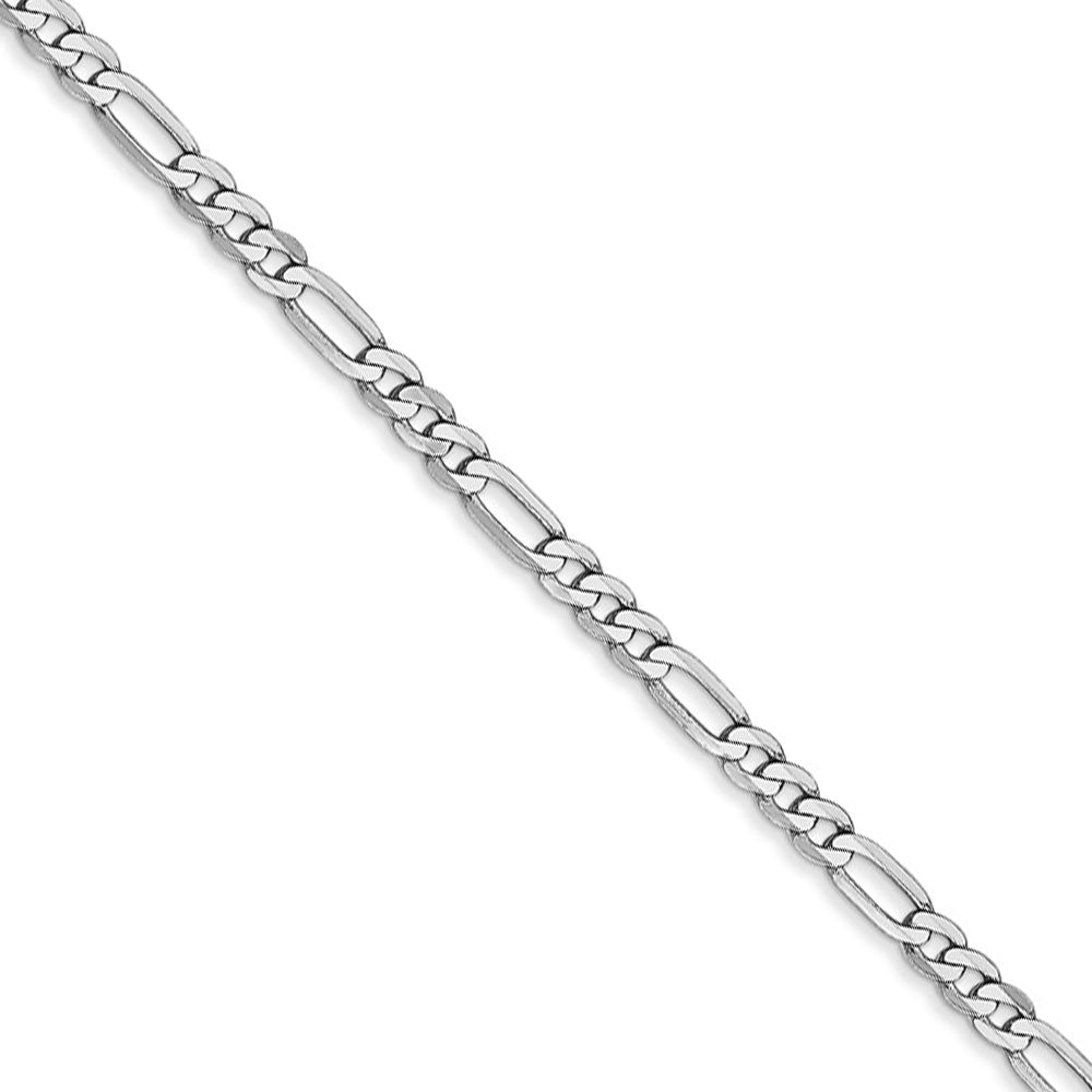 2.75mm, 14k White Gold, Flat Figaro Chain Necklace