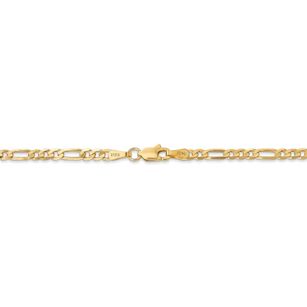 Alternate view of the 3mm, 14k Yellow Gold, Flat Figaro Chain Necklace by The Black Bow Jewelry Co.