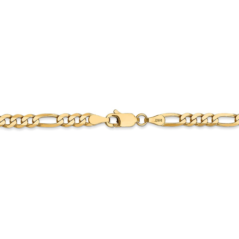 Alternate view of the 4mm, 14k Yellow Gold, Flat Figaro Chain Bracelet by The Black Bow Jewelry Co.