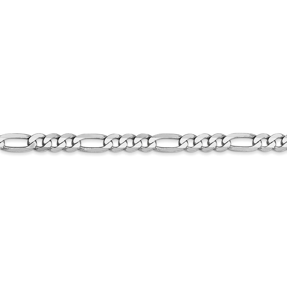 Alternate view of the 4mm, 14k White Gold, Flat Figaro Chain Bracelet by The Black Bow Jewelry Co.