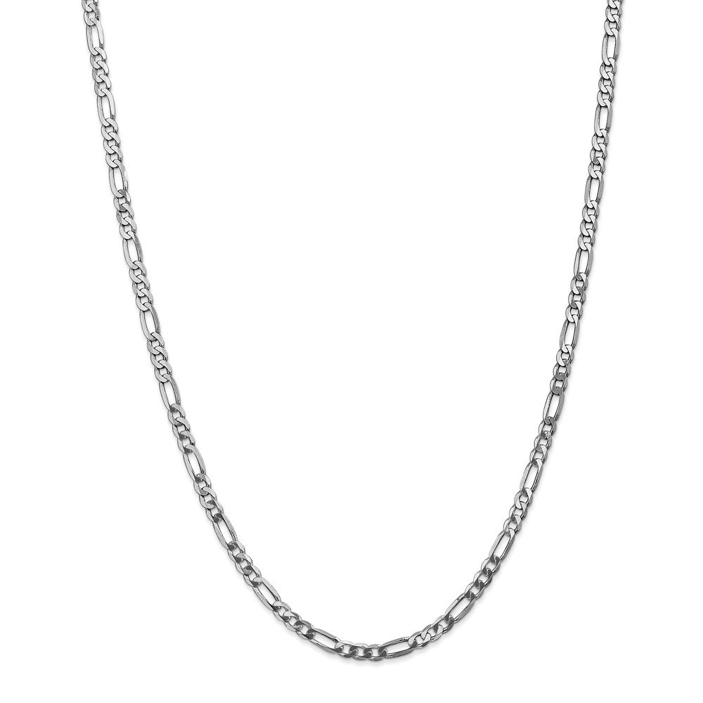 Alternate view of the 4mm, 14k White Gold, Flat Figaro Chain Necklace by The Black Bow Jewelry Co.