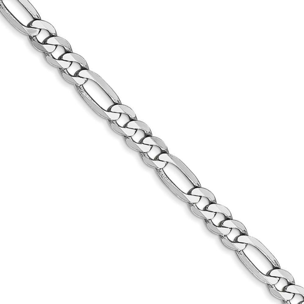 4mm, 14k White Gold, Flat Figaro Chain Necklace