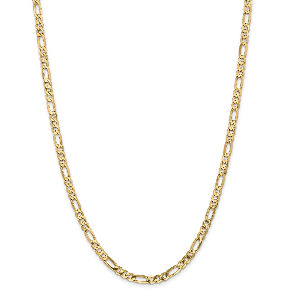 Alternate view of the 4.75mm, 14k Yellow Gold, Flat Figaro Chain Necklace by The Black Bow Jewelry Co.