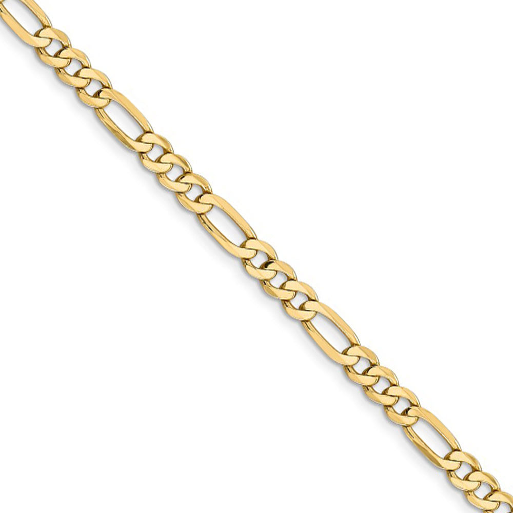 4.75mm, 14k Yellow Gold, Flat Figaro Chain Necklace