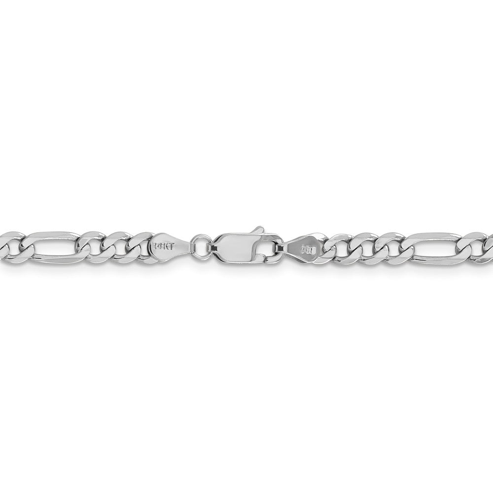 Alternate view of the 4.5mm, 14k White Gold, Flat Figaro Chain Bracelet by The Black Bow Jewelry Co.