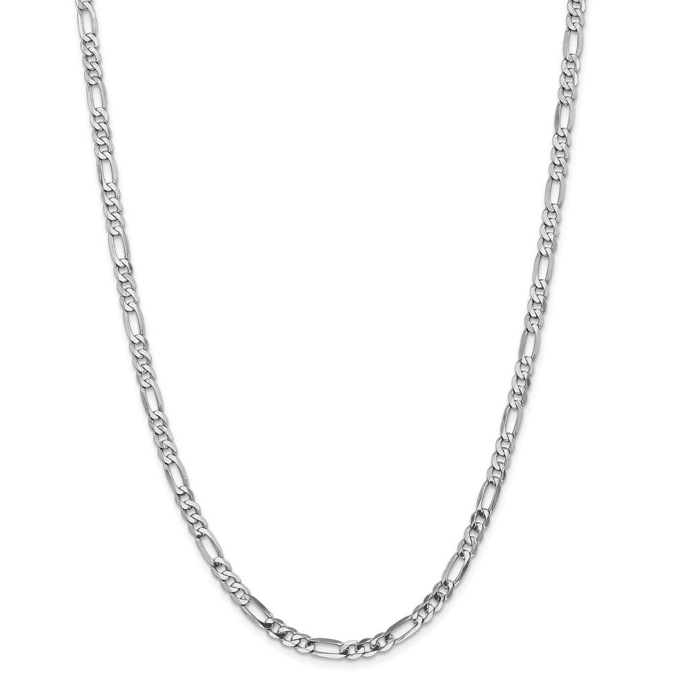 Alternate view of the 4.5mm, 14k White Gold, Flat Figaro Chain Necklace by The Black Bow Jewelry Co.