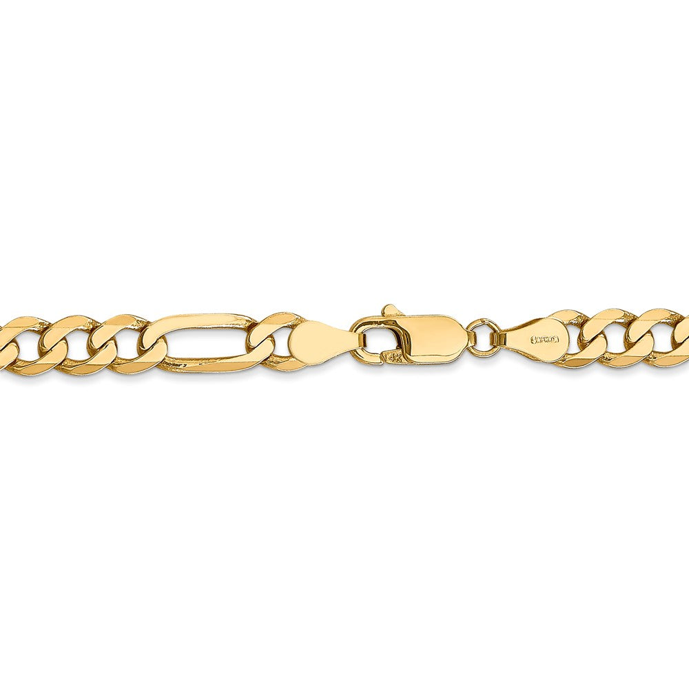 Alternate view of the 5.25mm, 14k Yellow Gold, Flat Figaro Chain Necklace by The Black Bow Jewelry Co.
