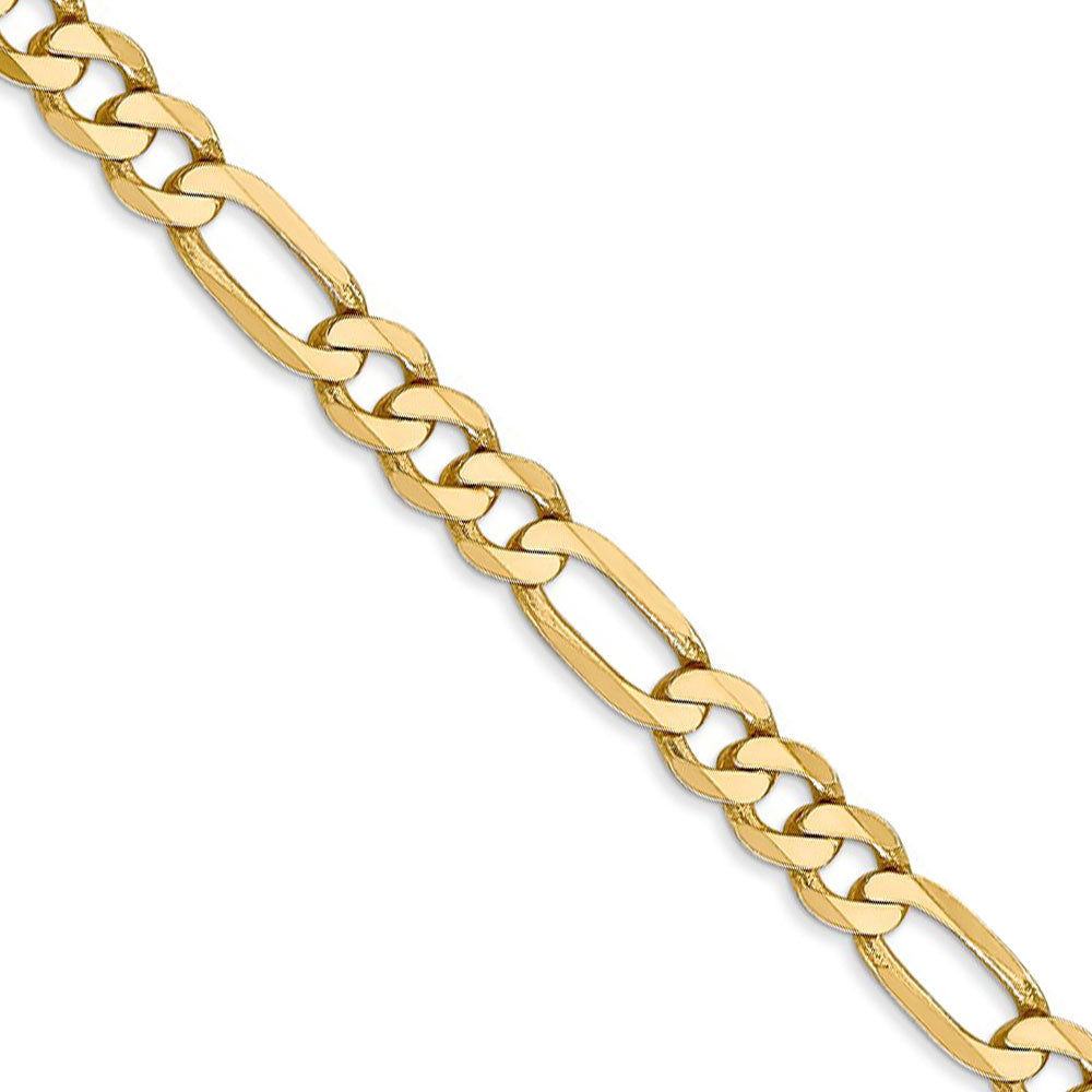 5.25mm, 14k Yellow Gold, Flat Figaro Chain Necklace