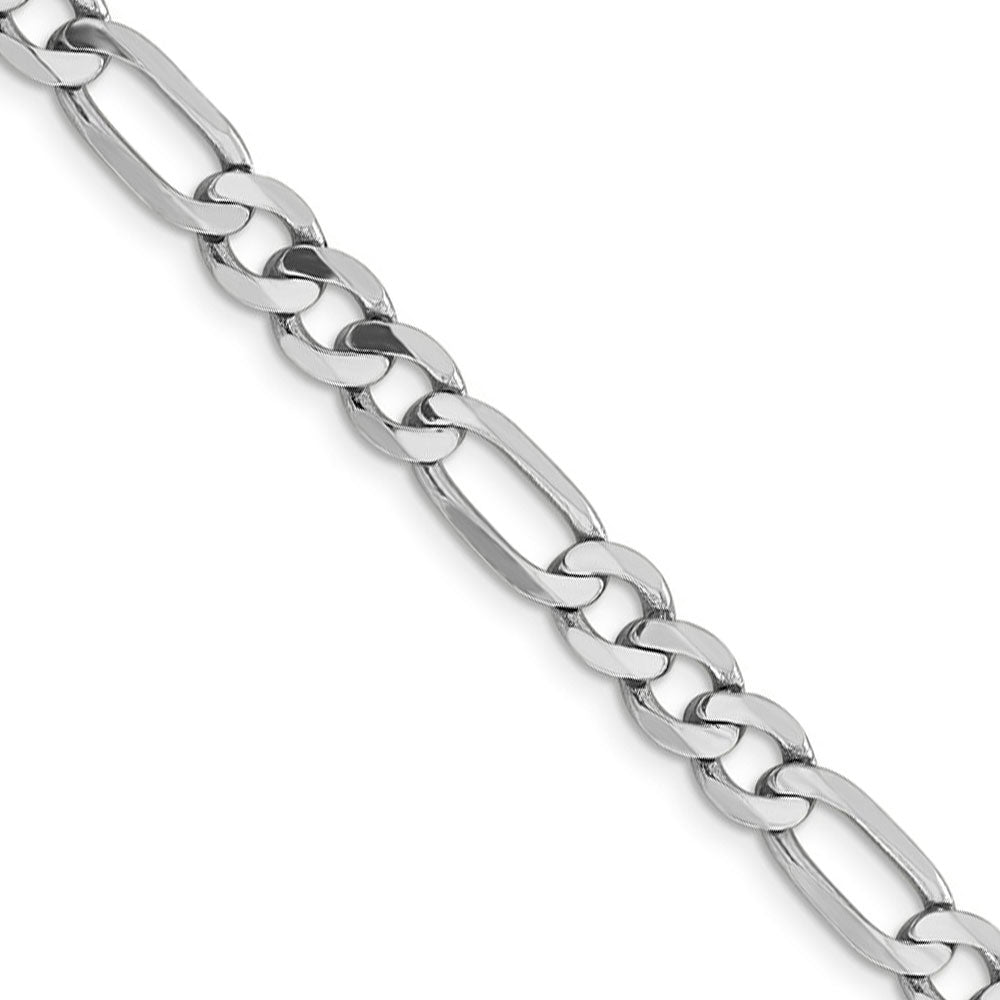 Men&#39;s 6mm, 14k White Gold, Flat Figaro Chain Necklace