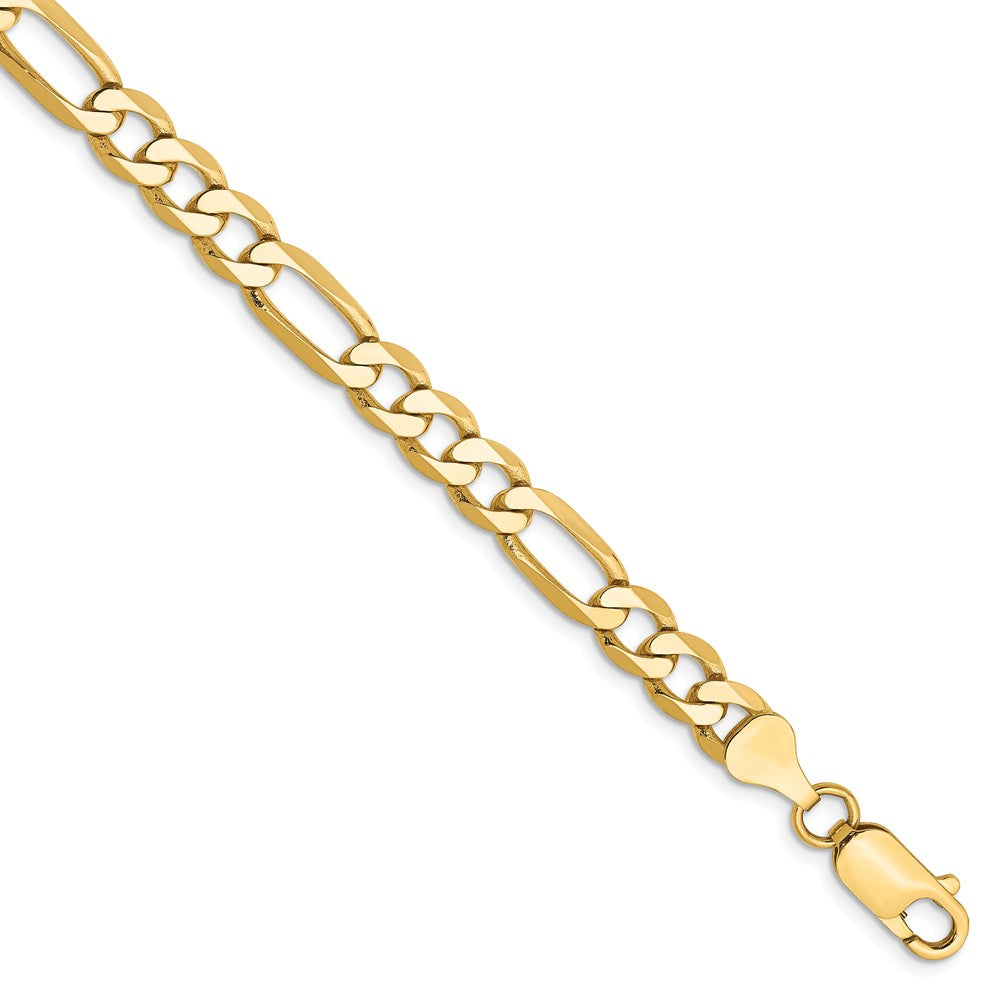 Men&#39;s 6.25mm, 14k Yellow Gold, Flat Figaro Chain Bracelet, Item C8309-B by The Black Bow Jewelry Co.