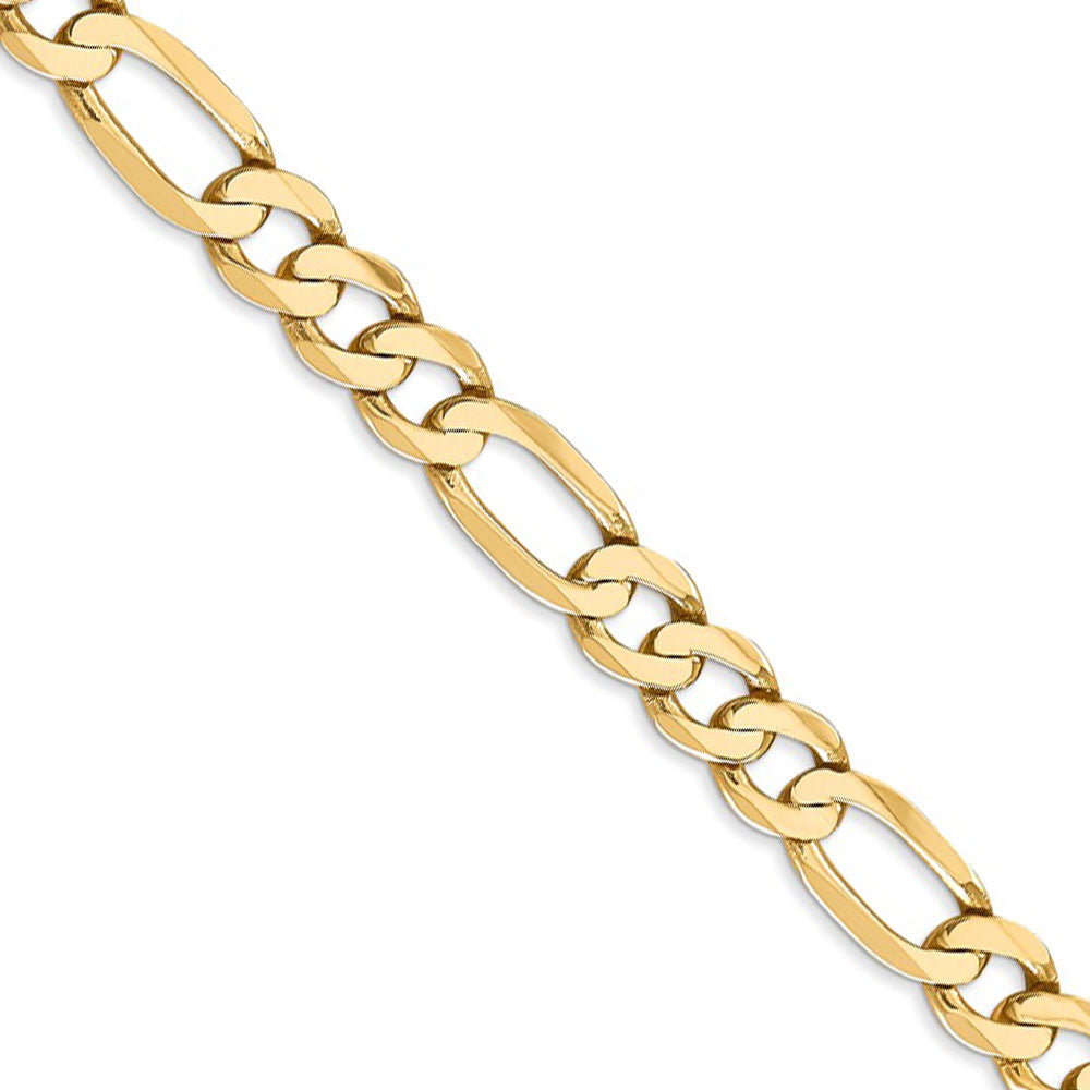 Men&#39;s 7mm, 14k Yellow Gold, Flat Figaro Chain Necklace, Item C8310 by The Black Bow Jewelry Co.