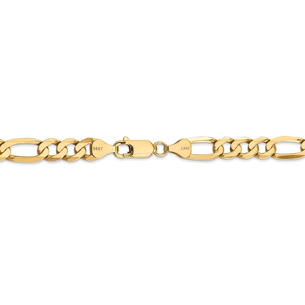 Alternate view of the Men&#39;s 7mm, 14k Yellow Gold, Flat Figaro Chain Necklace by The Black Bow Jewelry Co.