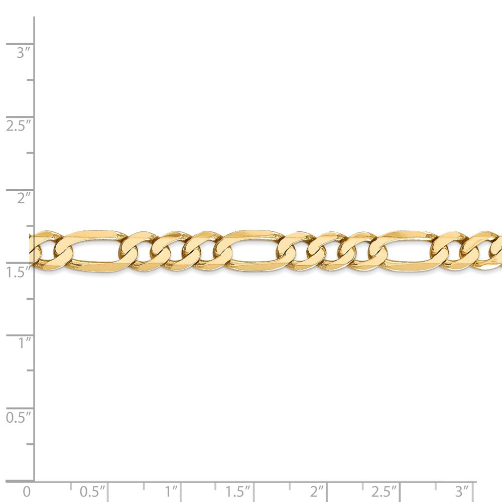 Alternate view of the Men&#39;s 7mm, 14k Yellow Gold, Flat Figaro Chain Necklace by The Black Bow Jewelry Co.