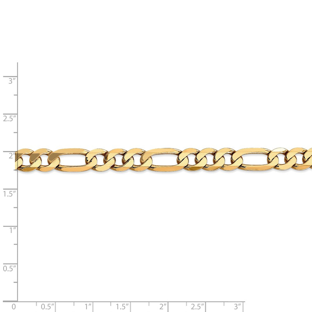 Alternate view of the Men&#39;s 7.5mm, 14k Yellow Gold, Flat Figaro Chain Bracelet by The Black Bow Jewelry Co.