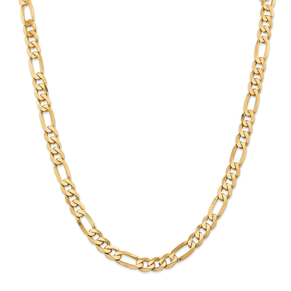 Alternate view of the Men&#39;s 7.5mm, 14k Yellow Gold, Flat Figaro Chain Necklace by The Black Bow Jewelry Co.