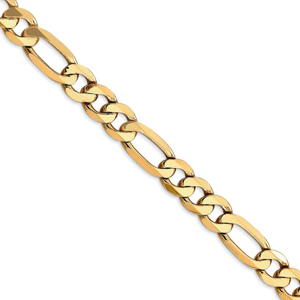 Men&#39;s 7.5mm, 14k Yellow Gold, Flat Figaro Chain Necklace
