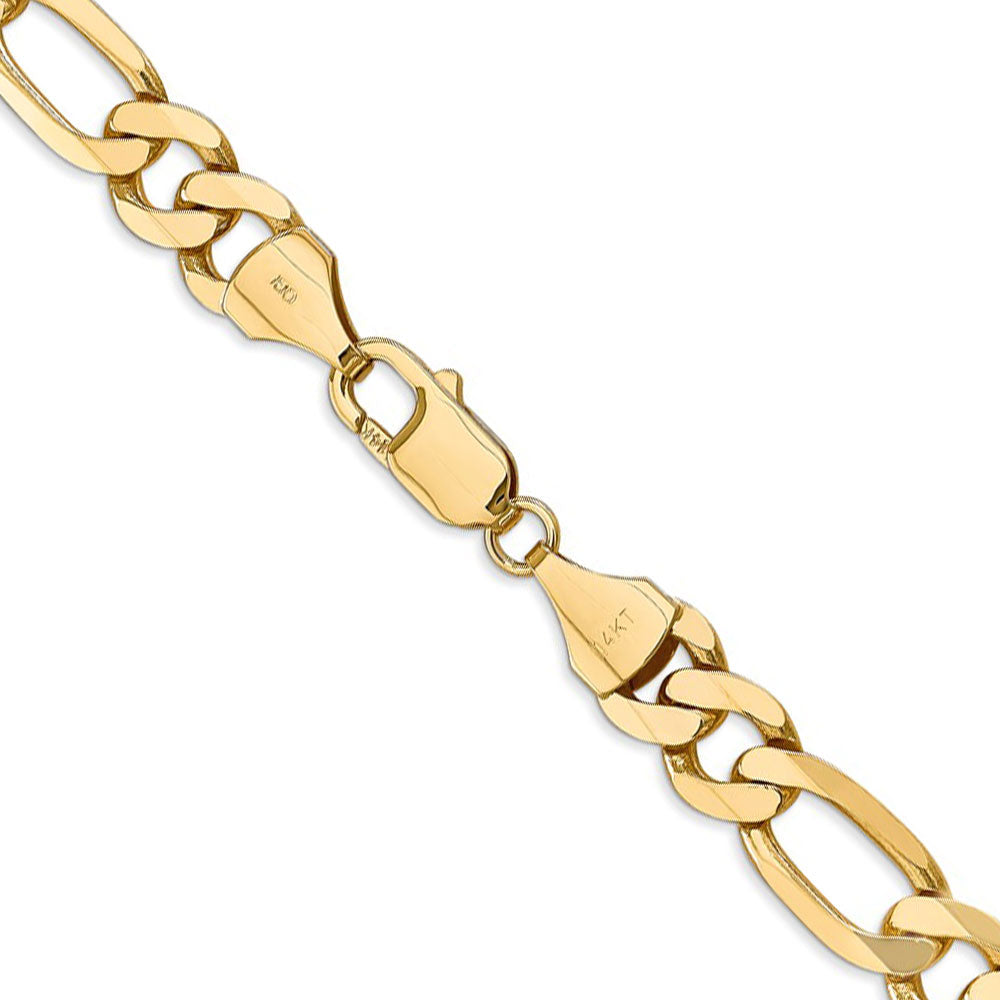 Men&#39;s 8.75mm, 14k Yellow Gold, Flat Figaro Chain Bracelet