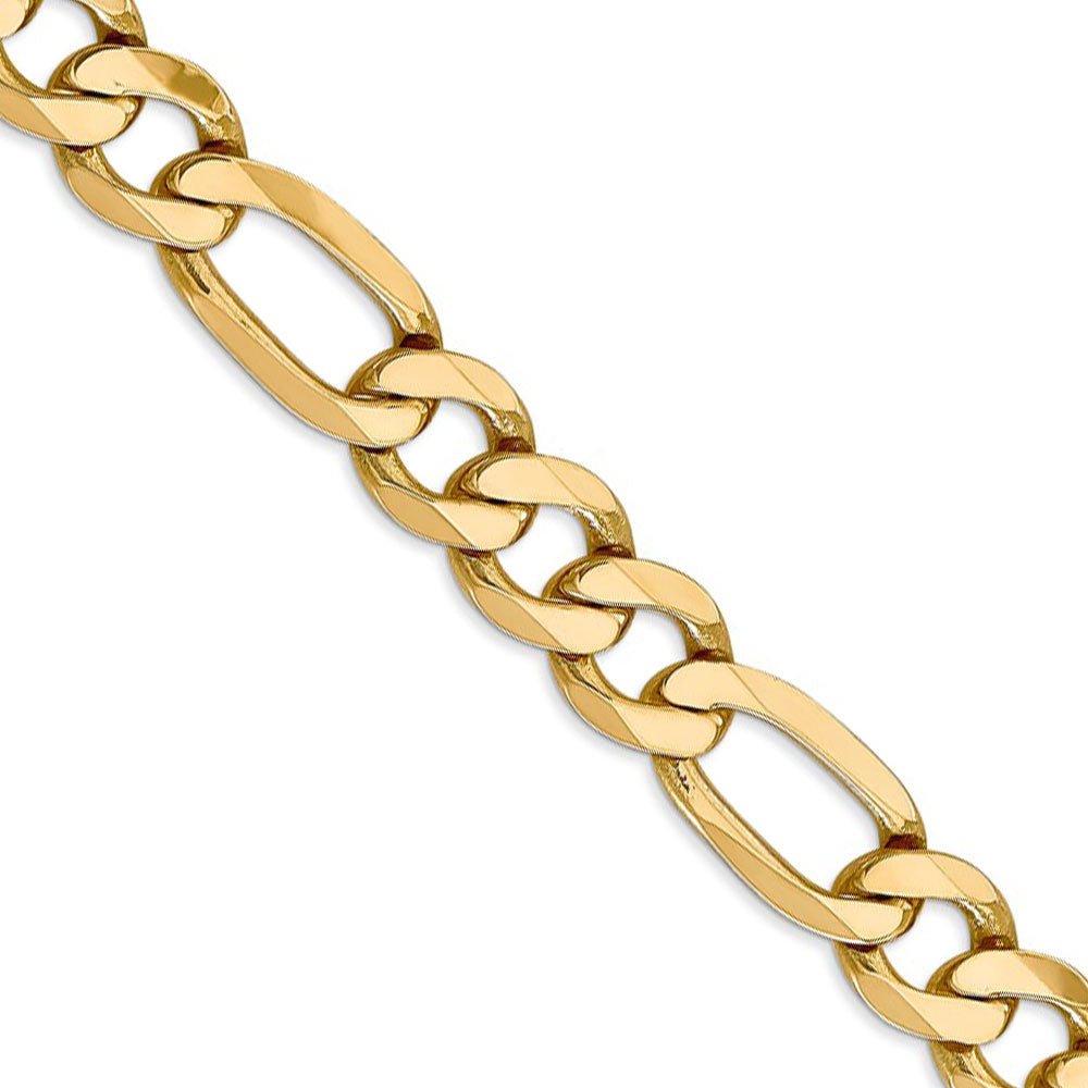 10mm, 14k Yellow Gold, Flat Figaro Chain Necklace
