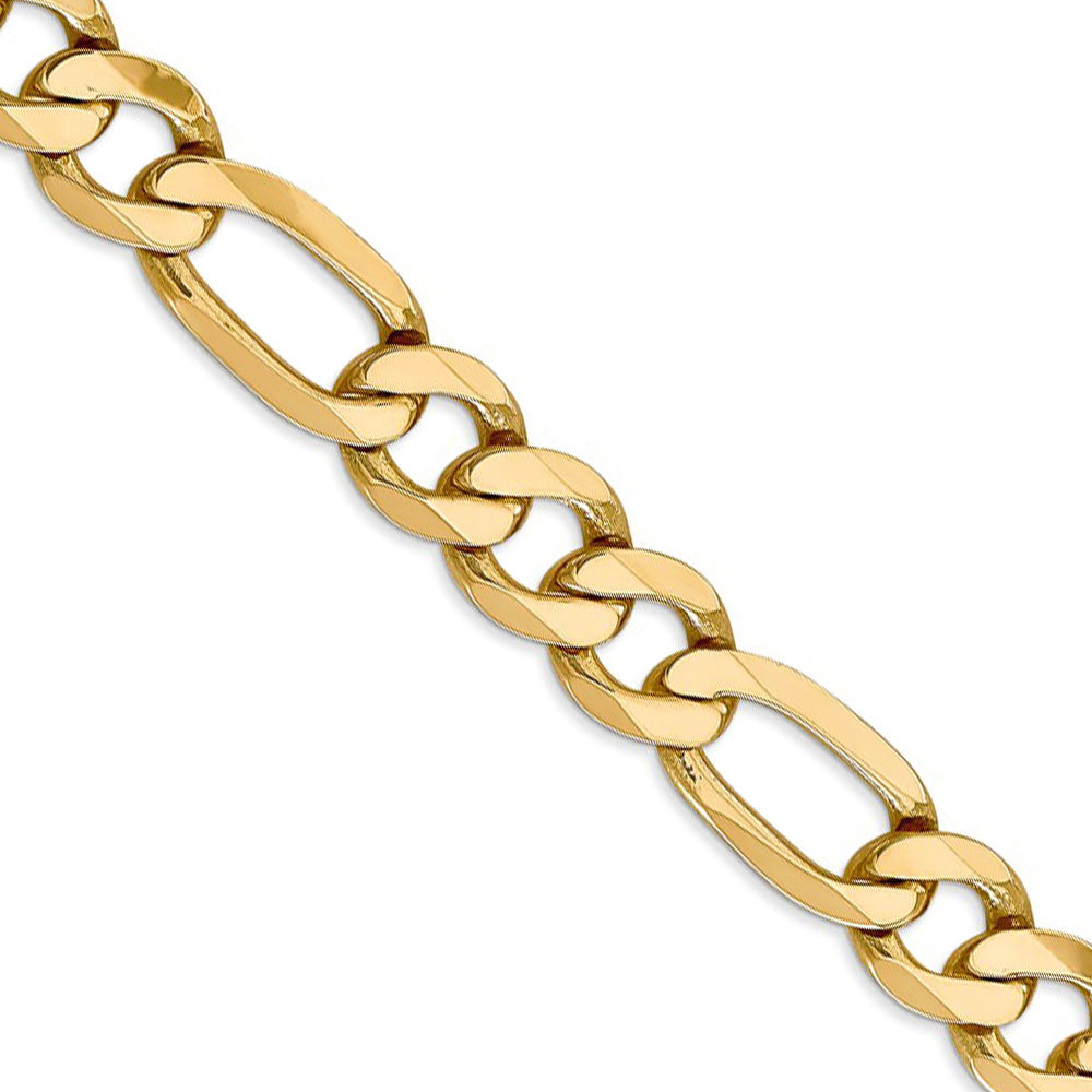 10mm, 14k Yellow Gold, Flat Figaro Chain Necklace