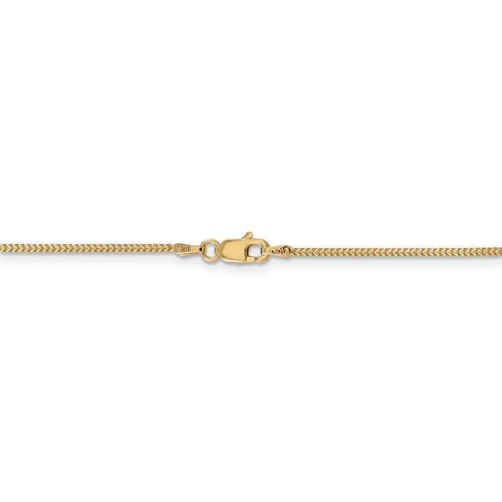 Alternate view of the 0.9mm, 14k Yellow Gold, Solid Franco Chain Bracelet by The Black Bow Jewelry Co.