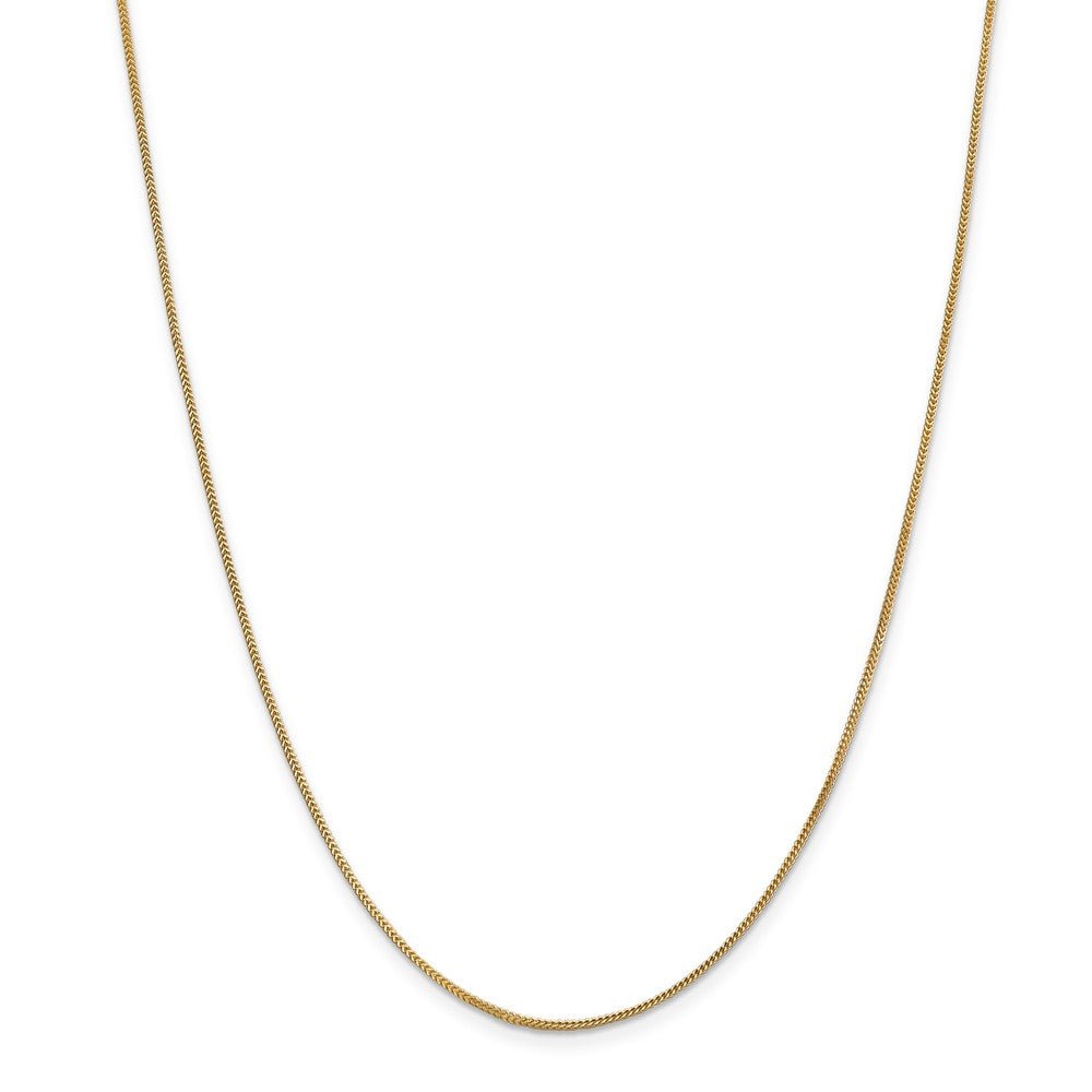 Alternate view of the 0.9mm, 14k Yellow Gold, Solid Franco Chain Necklace by The Black Bow Jewelry Co.