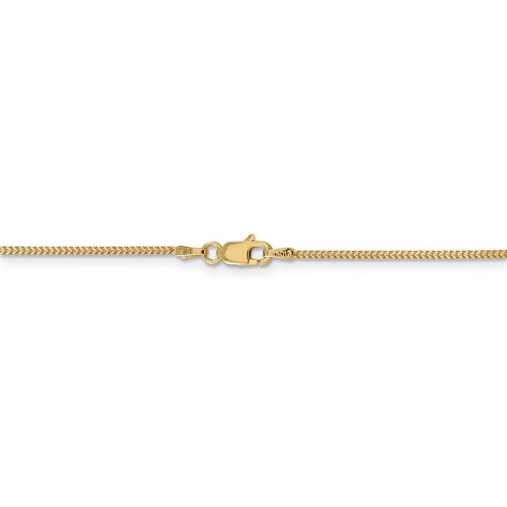 Alternate view of the 0.9mm, 14k Yellow Gold, Solid Franco Chain Necklace by The Black Bow Jewelry Co.