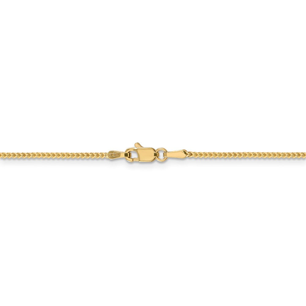 Alternate view of the 1mm, 14k Yellow Gold, Solid Franco Chain Bracelet by The Black Bow Jewelry Co.