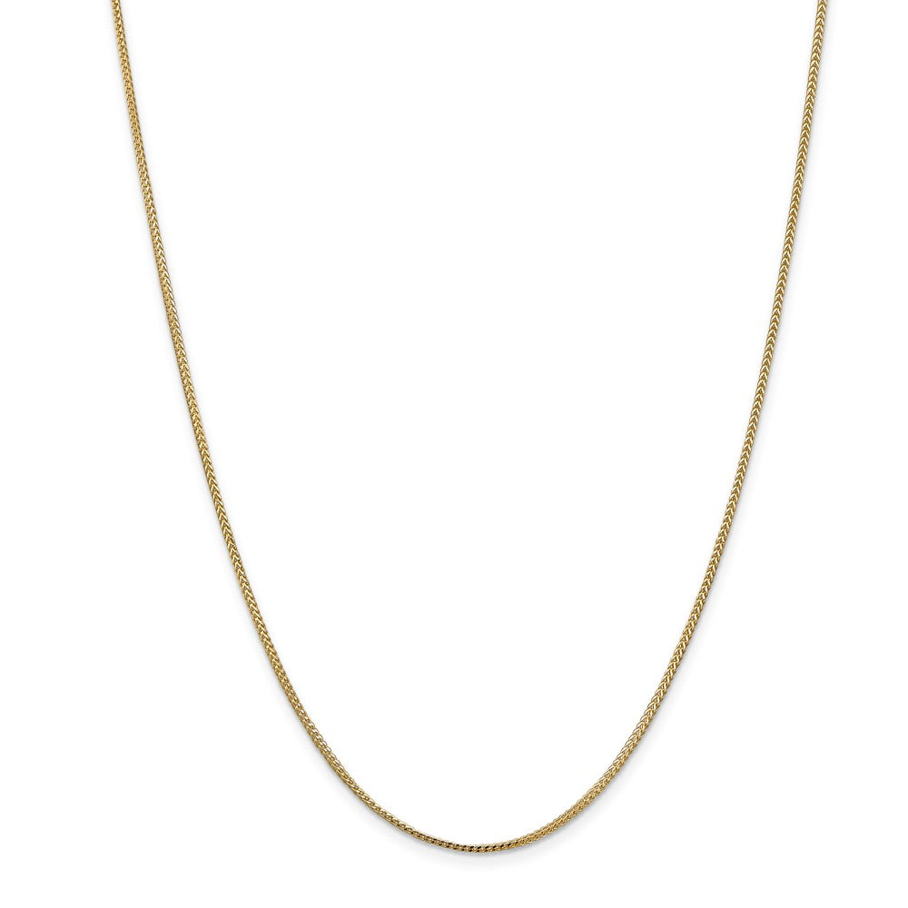 Alternate view of the 1mm, 14k Yellow Gold, Solid Franco Chain Necklace by The Black Bow Jewelry Co.