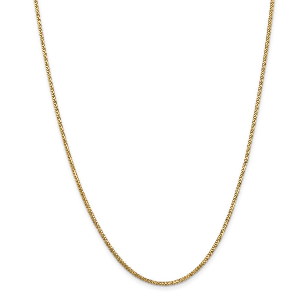 Alternate view of the 1.3mm, 14k Yellow Gold, Solid Franco Chain Necklace by The Black Bow Jewelry Co.
