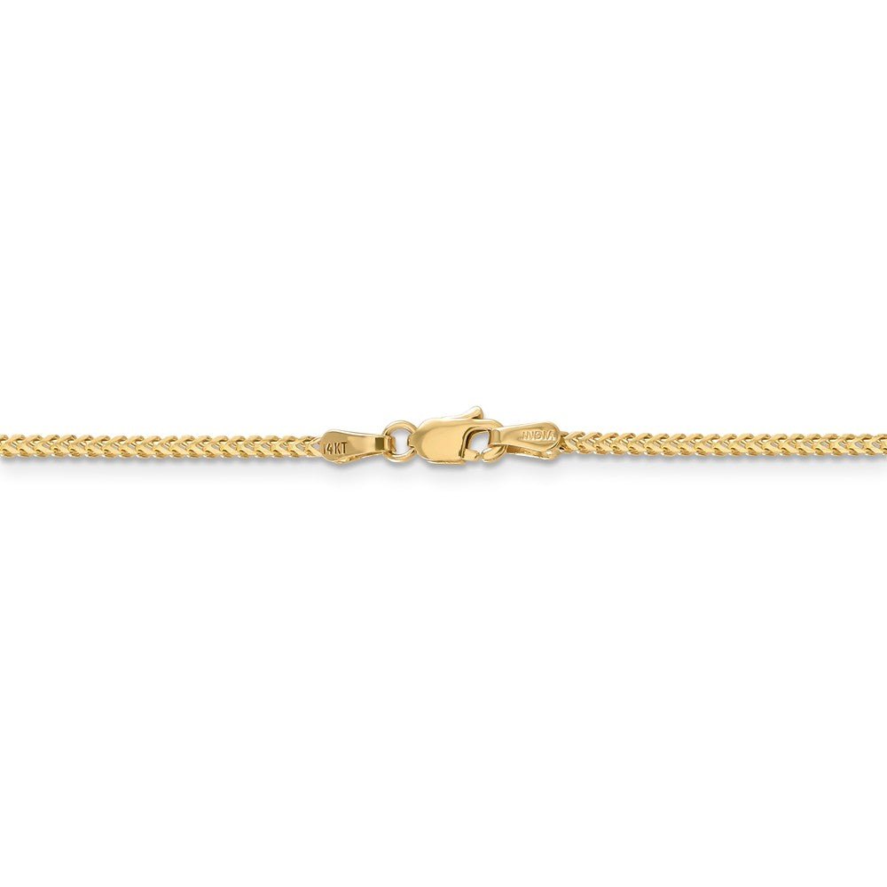 Alternate view of the 1.3mm, 14k Yellow Gold, Solid Franco Chain Necklace by The Black Bow Jewelry Co.