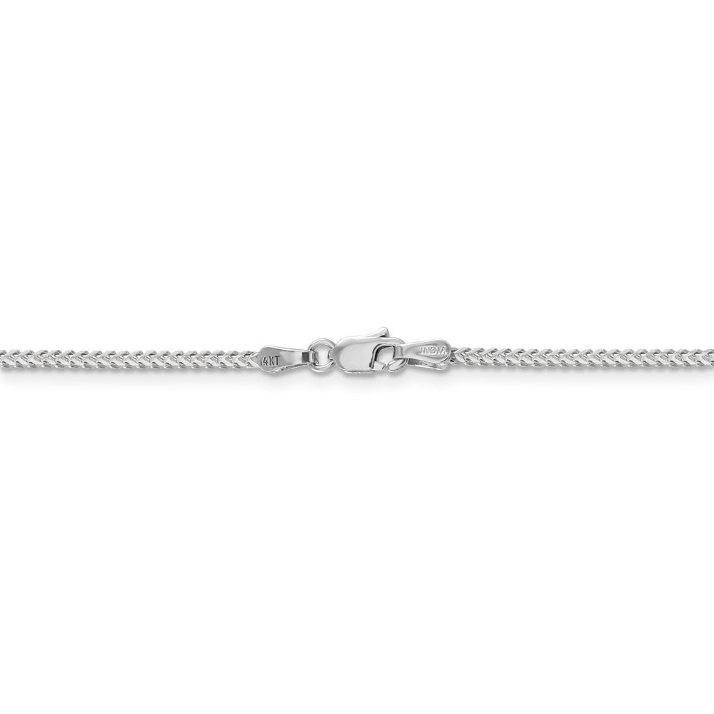 Alternate view of the 1.3mm, 14k White Gold, Solid Franco Chain Necklace by The Black Bow Jewelry Co.