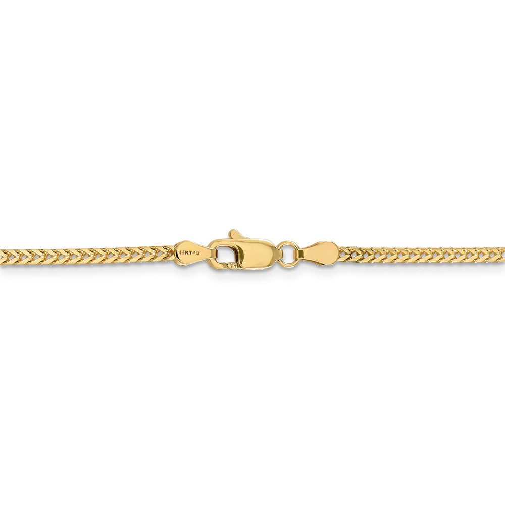 Alternate view of the 2mm, 14k Yellow Gold, Solid Franco Chain Necklace by The Black Bow Jewelry Co.