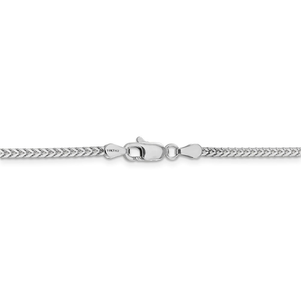 Alternate view of the 2mm, 14k White Gold, Solid Franco Chain Bracelet by The Black Bow Jewelry Co.