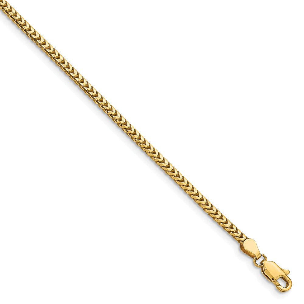 2.5mm, 14k Yellow Gold, Solid Franco Chain Bracelet, Item C8324-B by The Black Bow Jewelry Co.