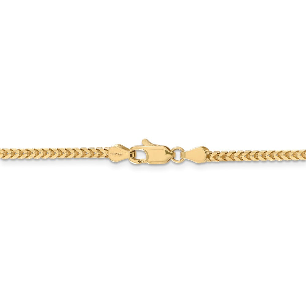 Alternate view of the 2.5mm, 14k Yellow Gold, Solid Franco Chain Bracelet by The Black Bow Jewelry Co.