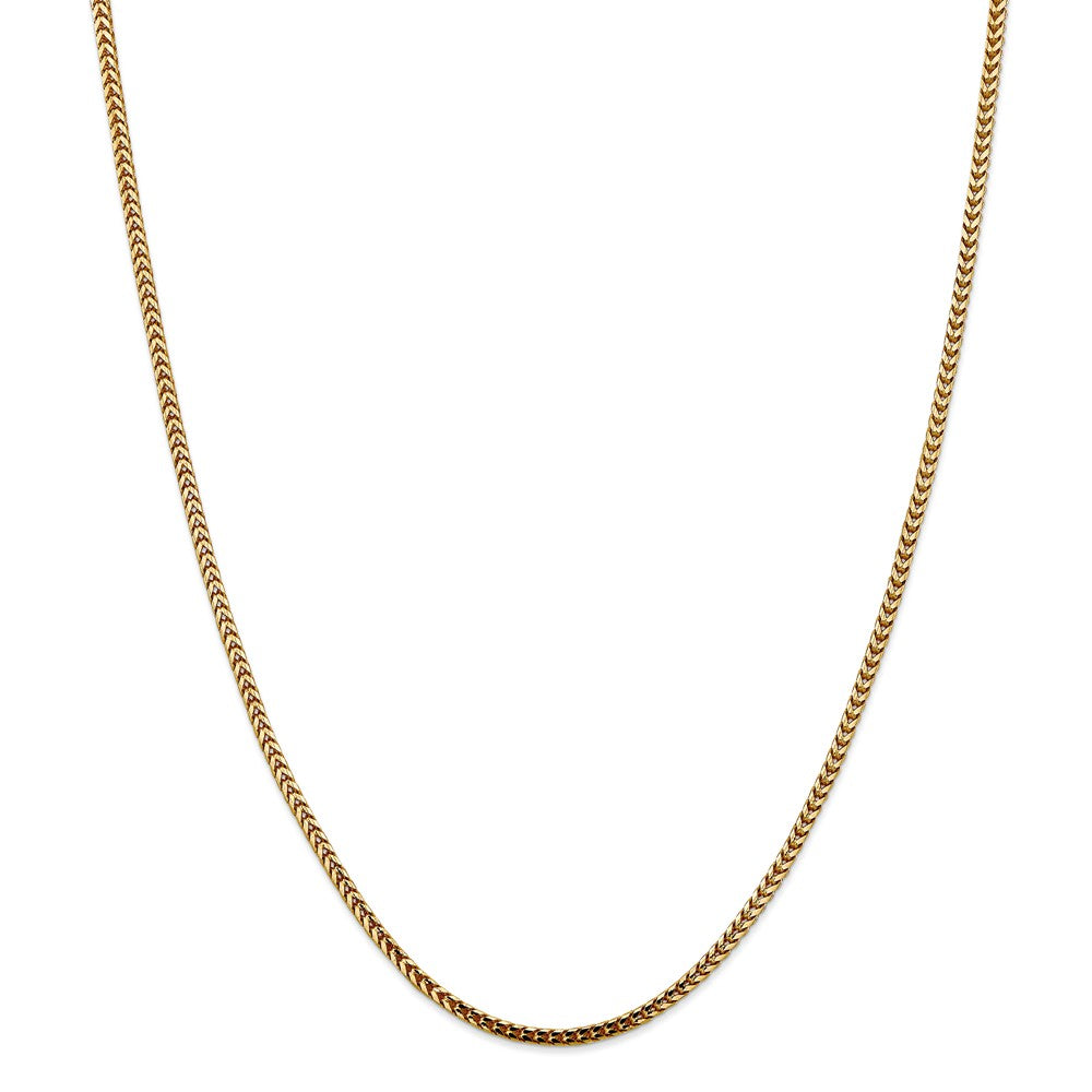 Alternate view of the 2.5mm, 14k Yellow Gold, Solid Franco Chain Necklace by The Black Bow Jewelry Co.