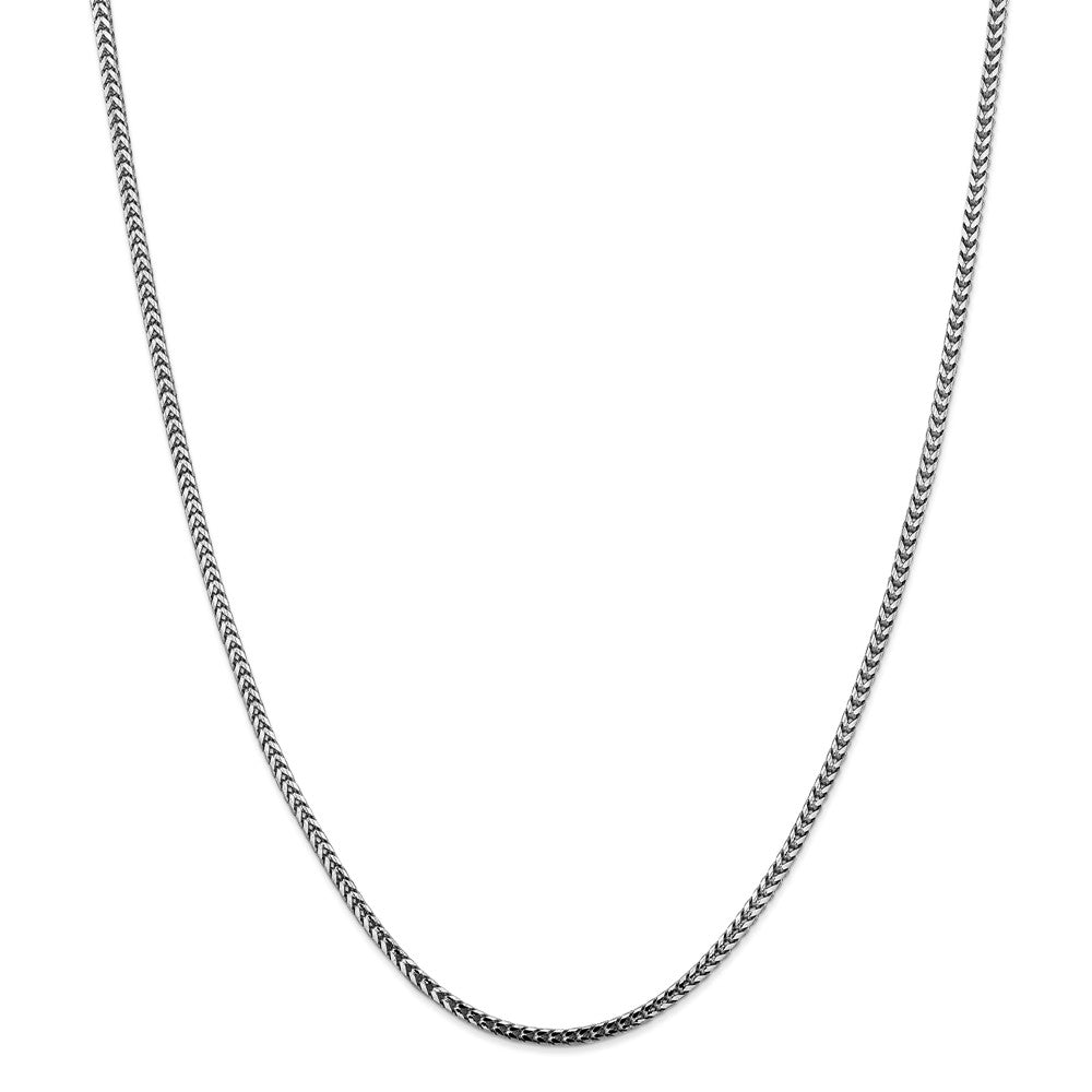 Alternate view of the 2.5mm, 14k White Gold, Solid Franco Chain Necklace by The Black Bow Jewelry Co.