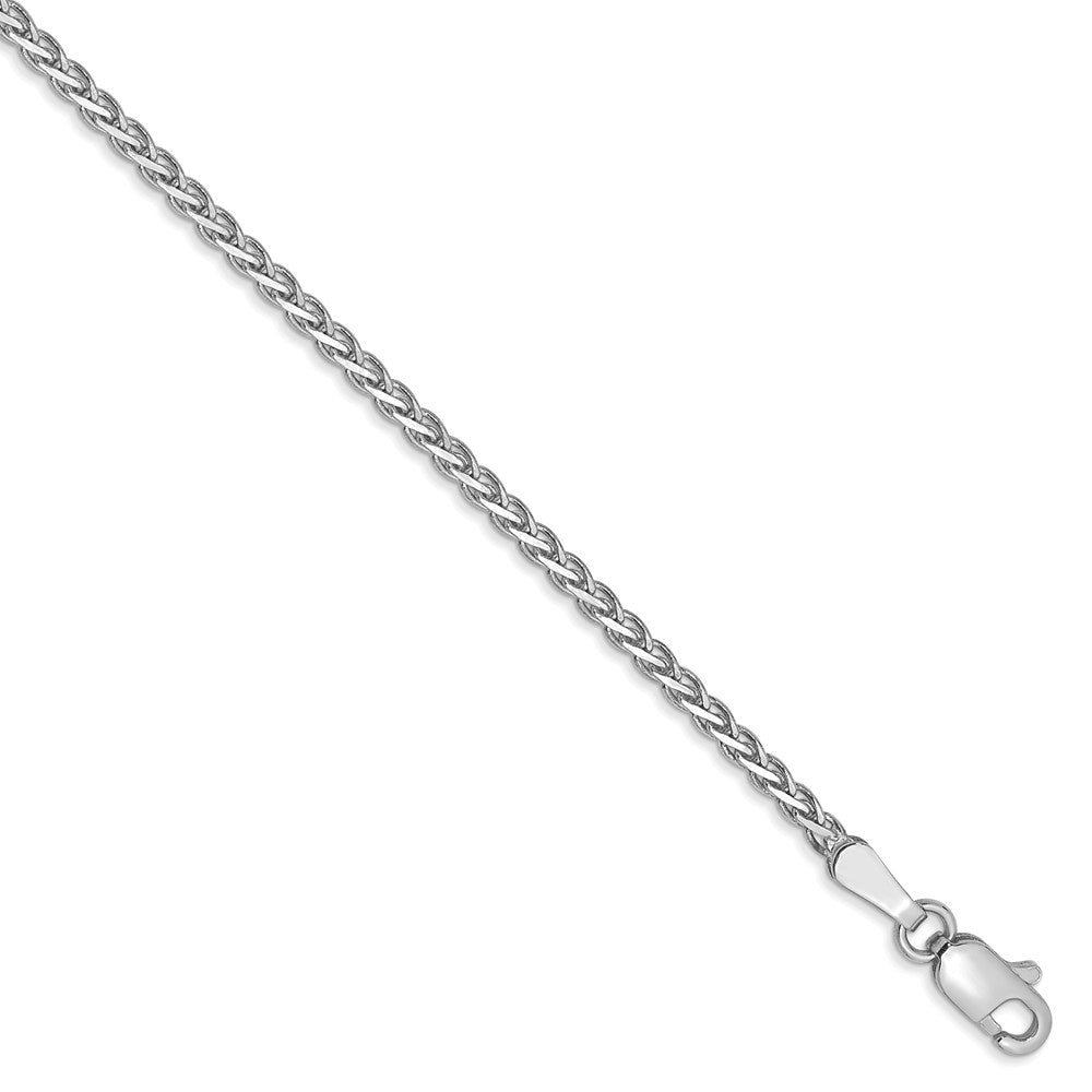 1.8mm, 14k White Gold, Flat Wheat Chain Bracelet, 7 Inch, Item C8329-07 by The Black Bow Jewelry Co.
